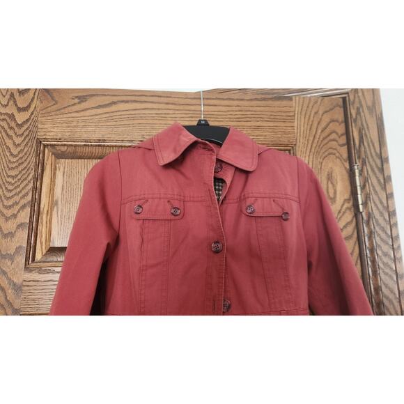 Vintage 80s Retro Dusty Rose Pink Plaid Lined Midi Trench Coat w/ Over-Vest PS - Picture 2 of 12